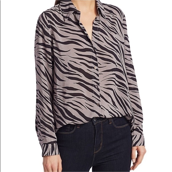 L’AGENCE Nina Zebra Print Blouse in Atticus Zebra Print - Picture 3 of 8